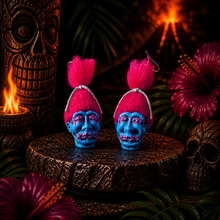Shrunken Head Earrings – Cotton Candy Pink