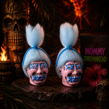 Shrunken Head Earrings – Sky Blue Stitched